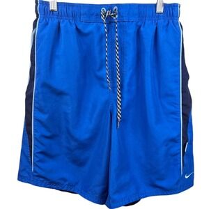Nike Mens Blue Athletic Swim Shorts Polyester Mesh Lined Size M